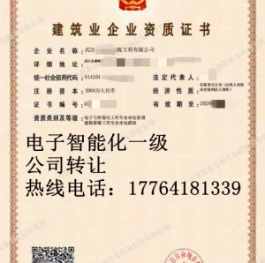 转让湖北电子智能化一级资质公司出售