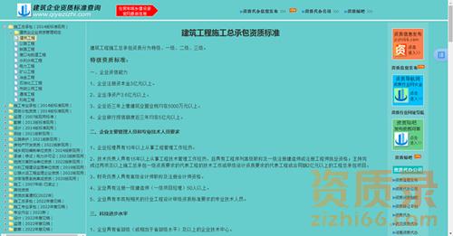企业资质标准网页
