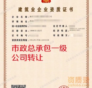 湖北市政总承包一级资质公司股权转让