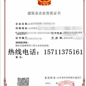 山东城市及道路照明一级资质公司转让出售